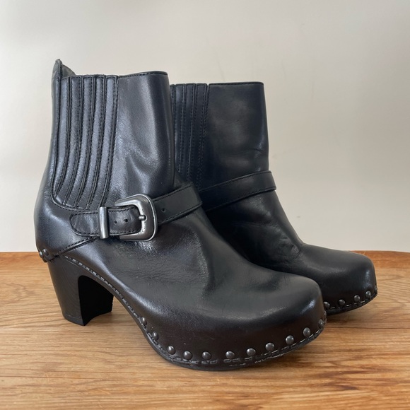 Dansko Rihanna Clog Style Booties Buckle Studded Western Heeled Boots Women's 37 - Picture 1 of 8